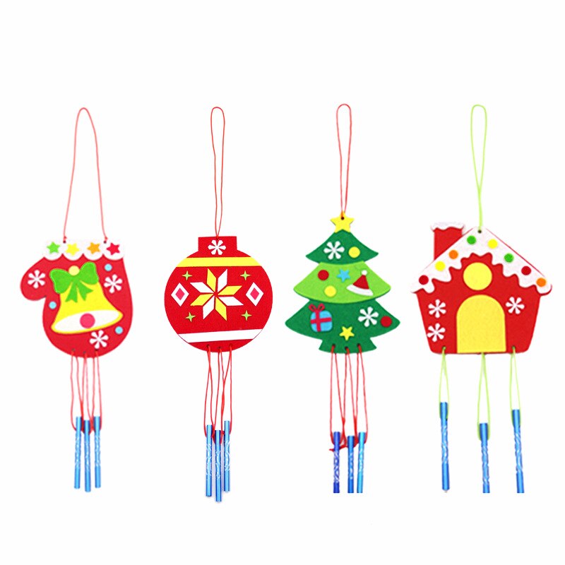 Children DIY Christmas Wind Chime Handmade Non Woven Wind Bell Kid Manual Craft Toy Decorative Pendant Materials Package