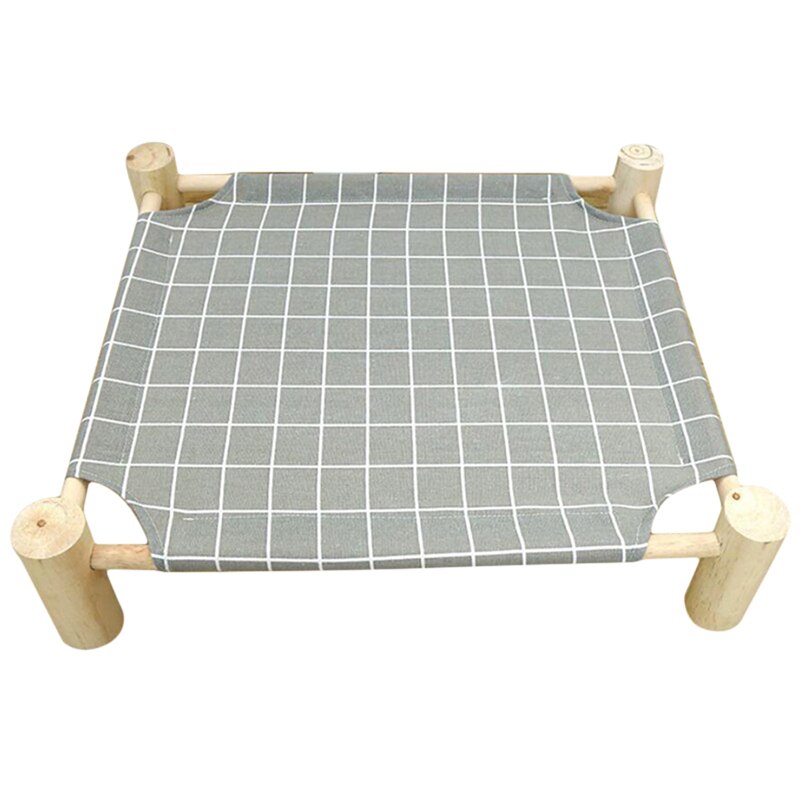 Cama elevada para gatos, cama de hamacas de lona de madera para perros pequeños, conejos y gatos, suministros duraderos para mascotas: grey