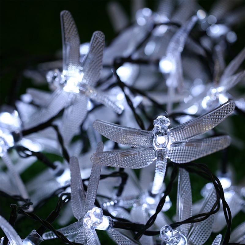 Libelle Solar- Schnur Lichter 20 LED Wasserdicht Fee Beleuchtung Für drinnen/draussen Garten Terrasse Hochzeit Party Dekoration: Weiß