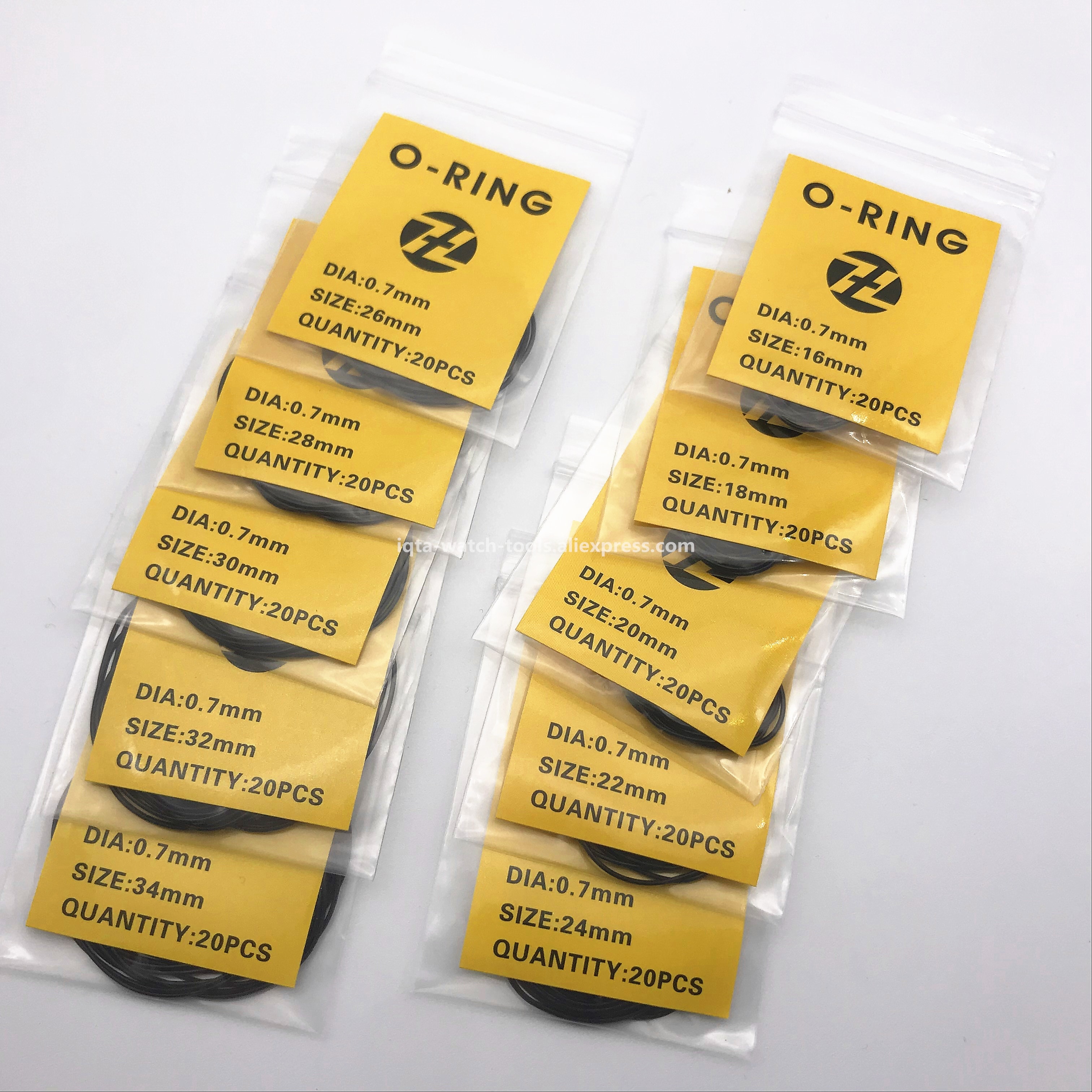 200pcs 0.7mm 16mm-34mm Watch O-Ring Waterproof Rubber Seal Watch Back Cover Seal Gaskets Replacement Tool