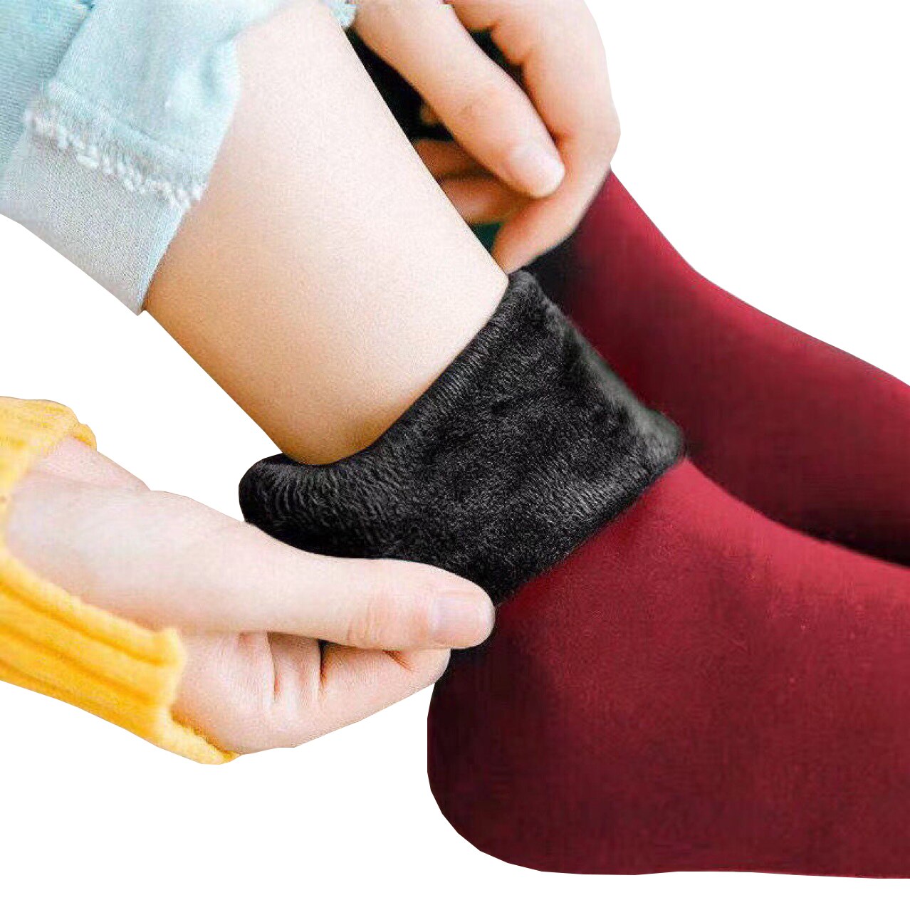 10 Pairs Winter Warm Women Socks Solid Color Thicken Thermal Socks Soft Plus Velvet Socks Casual Snow Sock Home Floor Beige Sock