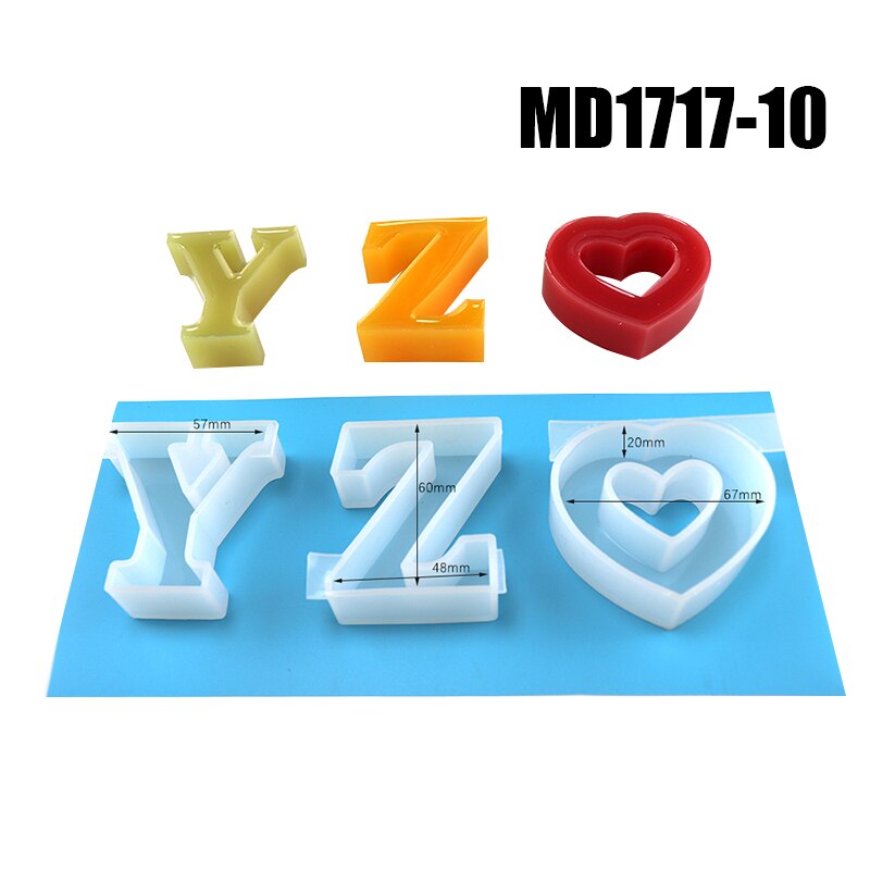Moldes de silicone 26 letras inglês alfabeto resina fundição moldes de silicone diy fazendo ferramentas para casa letras decorativas: md1717-10