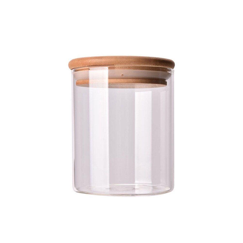 175ml klar glasburk förseglad burk matförvaringsbehållare för löst te kaffebönsocker salt  (6.5*8cm,  med bambulock): Storlek 1