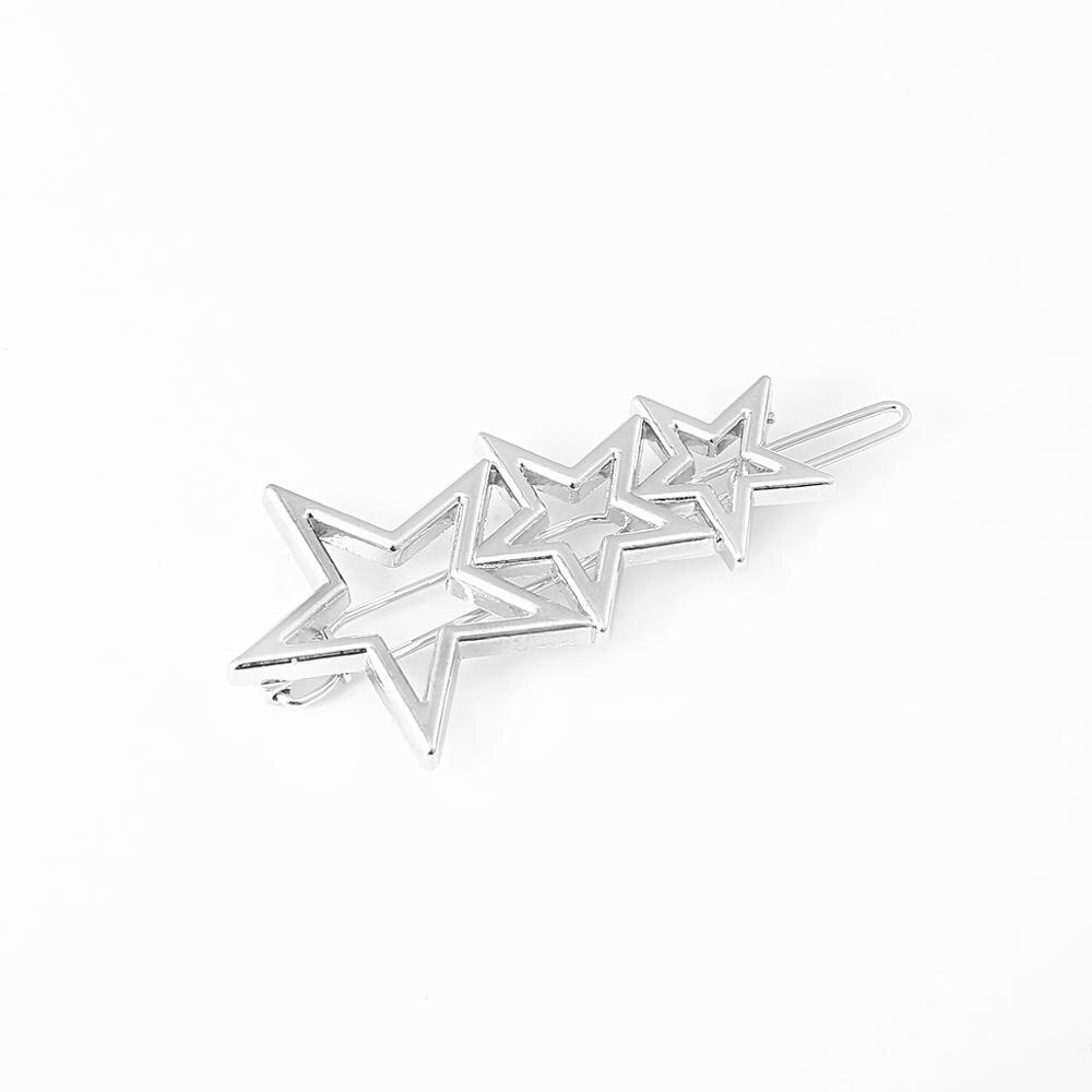 Eenvoudige Metalen Geometrische Haar Clip Ster Maan Zon Haarspeld Voor Meisje Haar Decoratie Haarspelden Sieraden Accessoires: 02Silver