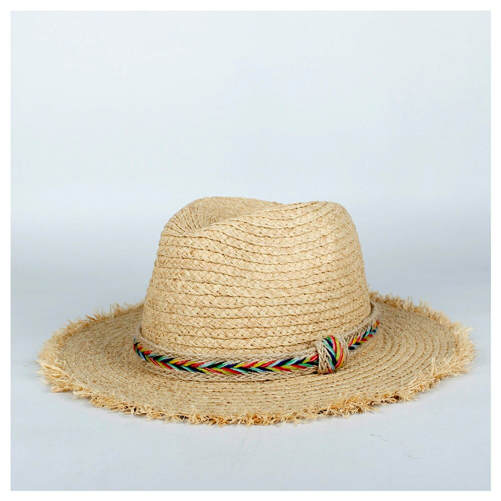 Japan raffia halm sommer kvinder rejser strand solhat dame bohemia bred skygge panama solhat solhat str. 56-58cm: Farve 5
