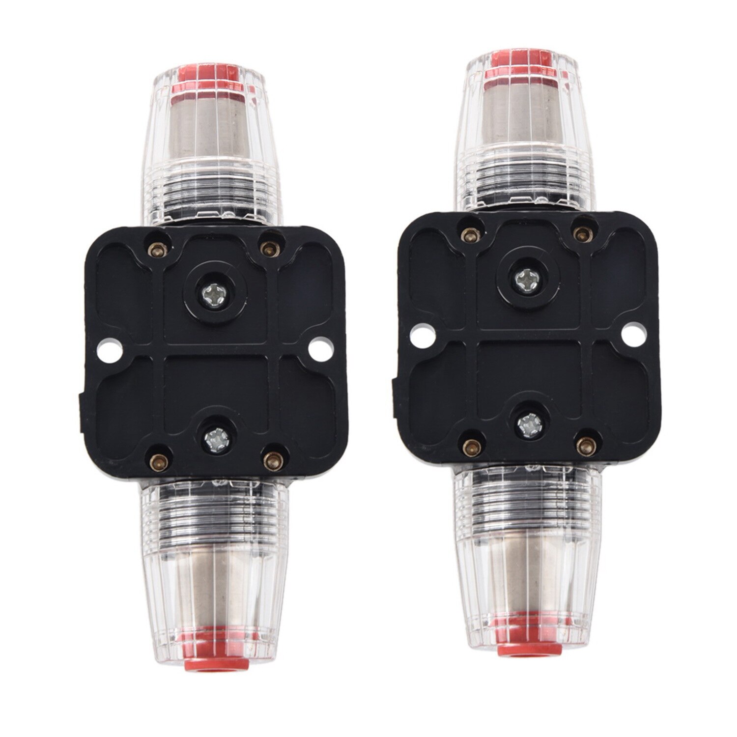 2x 40A/20A Car Audio Inline Circuit Breaker Fuse Holder 12V-24V System Protection Black