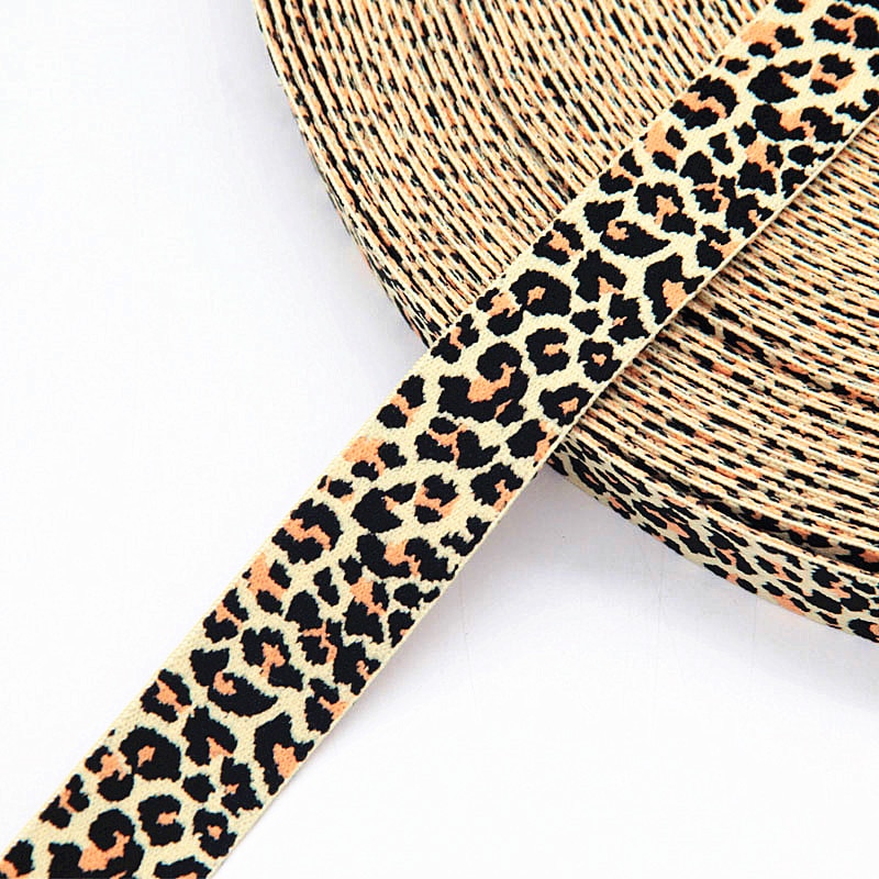 Bandas elásticas con estampado de leopardo 2,5 cm de espesor pantalones de goma suave cordón elástico 25mm para cinta para la cabeza cinturón Ropa Accesorios artesanales