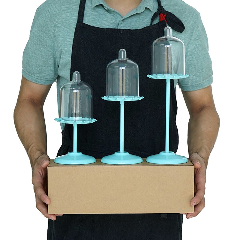 Blue cake stand high foot metal iron cake tools for dessert table decoration wedding party suppliers sweet baking love: Medium And Short