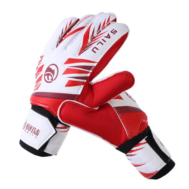 Teenager Goalkeeper Double Layer Bracer Thick Latex Profession Training Goalkeeper Football Gloves: red white / size 7 17-18cm