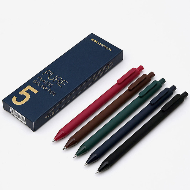 5 unids/pack Xiaomi KACO firmar pluma 0,5mm pluma firma pluma ABS tinta Lisa Negro Azul rojo verde de recambio para estudiante de la Oficina de la escuela: 5PCS Colorful Pen