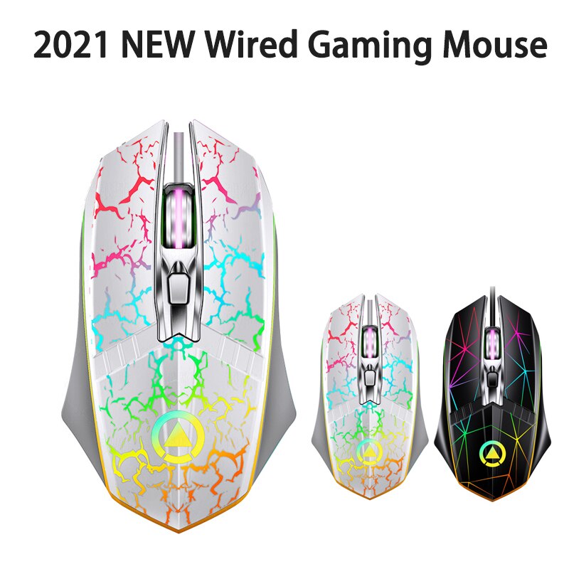 1pcs Wired Gaming Mouse Metal Wheel 4 Button Luminous Mouse USB Portable Fashionable Office Gaming Use Computer Accessories