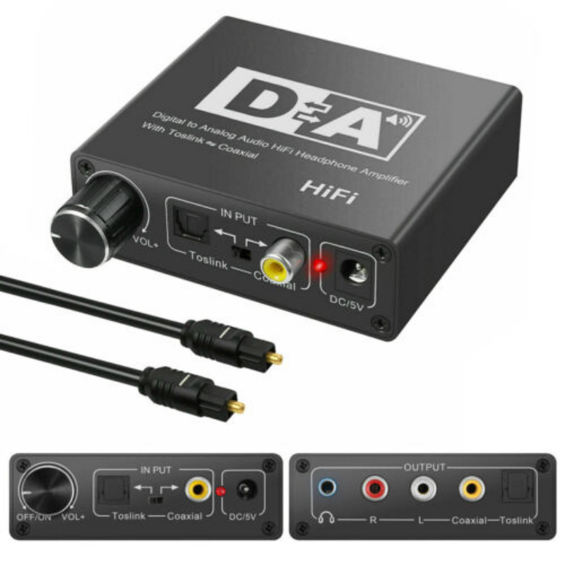 Hifi DAC Amp Digital zu Analog Audio Konverter R/L RCA 3,5mm Jack Kopfhörer Verstärker Toslink Optische koaxial Eingang Ausgang