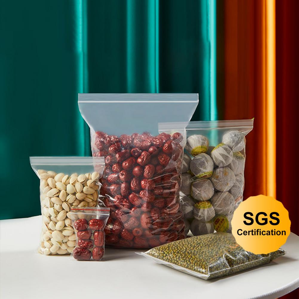 100Pcs/Set Zipping Plastic Bag Well Sealed Ziplocks Bag Zipper Sealing Bag Fresh Keeping Food Storage Pouch Gallon Bags