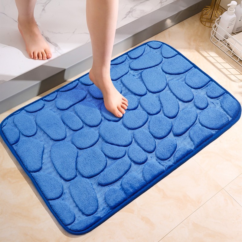 Large Bathroom Mat Soft Absorbent Pebble Foot Mat Anti Slip Bath Mat Bedroom Balcony Carpet Entrance Floor Mat Long Kitchen Mat