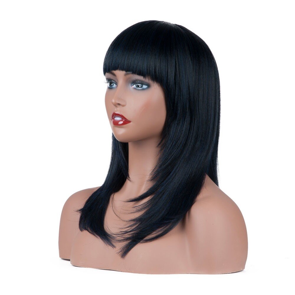 Short Bob Wigs With Bang Synthetic Hair Wig For Women Natural Black Purple Artifical Costume Party Halloween