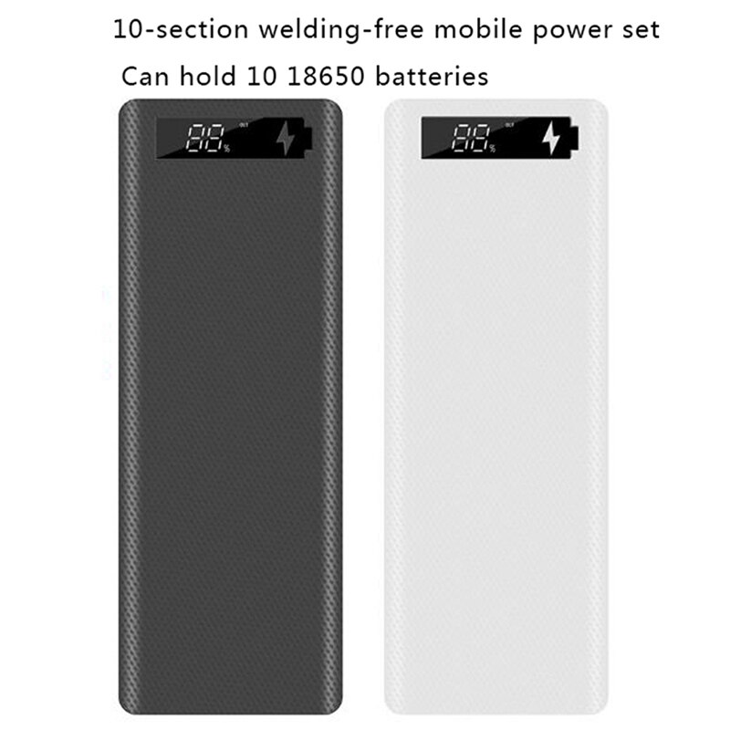 10*18650 Power Bank Case Dual USB With Digital Display Screen Mobile Phone Charger DIY Shell 18650 Battery Holder Charging Box