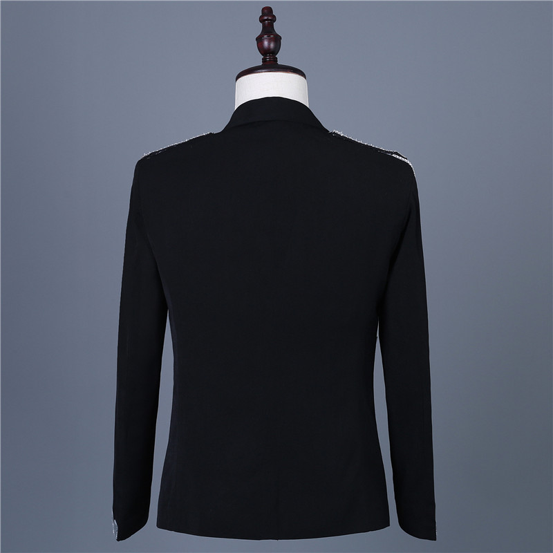 Veste de costume et Blazer de luxe pour homme, brillante, décontractée, noire, avec perles de cristal, en Stock,