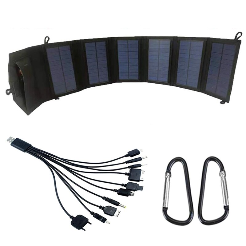 ! 20W 5V Opvouwbare Zonnepaneel Zon Power Zonnecellen Pack 10In1 Usb-kabel Portable Solar Charger Telefoon Voor wandelen Campin