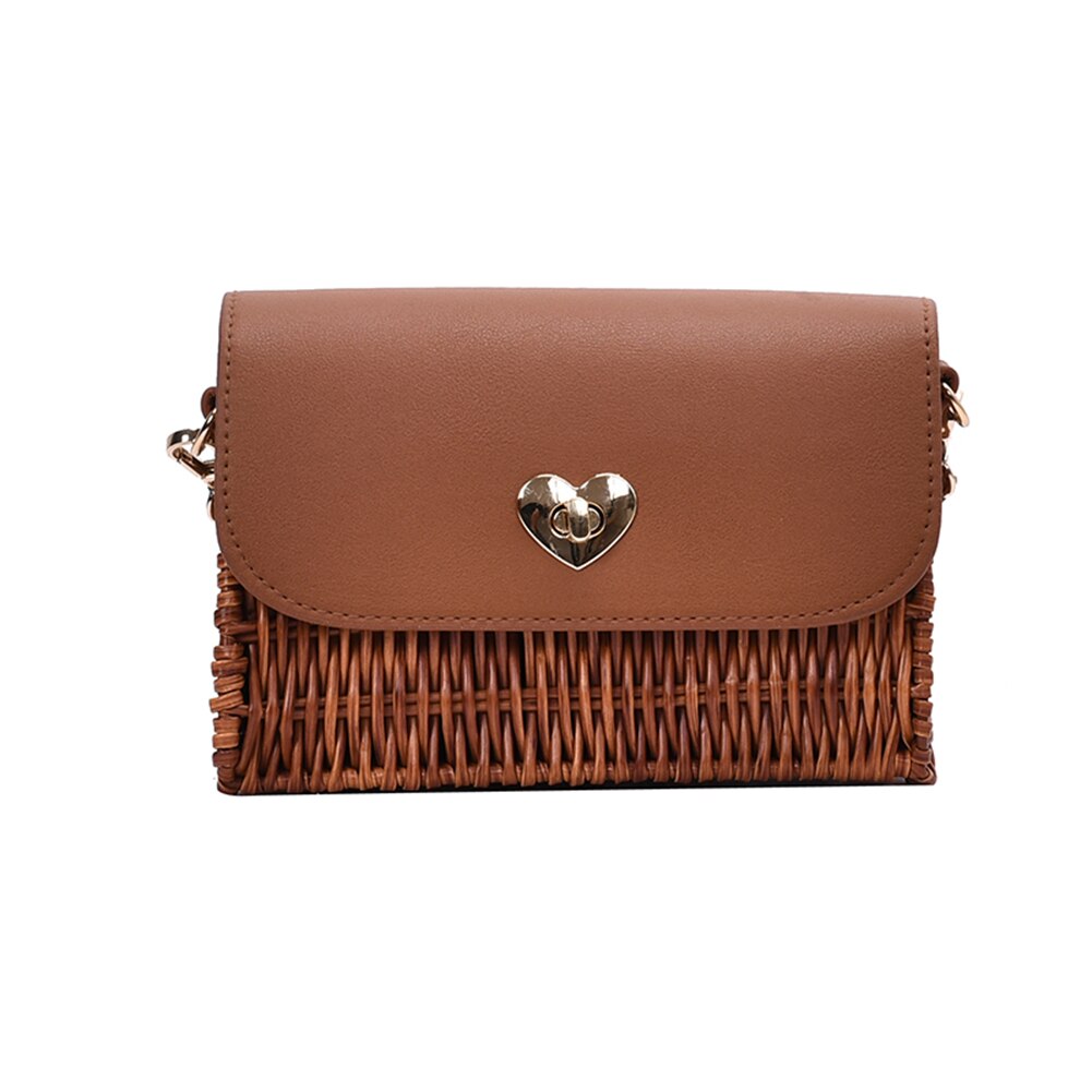 Dames stro handtas messenger bag winkelen geweven pu strand kleine portemonnees klassieke crossbody schoudertas: A