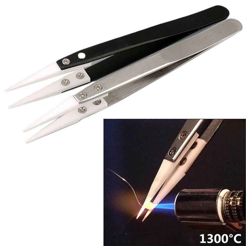 Pincettes en céramique de 12.5cm, pincettes à visée droite, outil à main, résistance aux hautes températures, outil de réparation de poignée en acier inoxydable