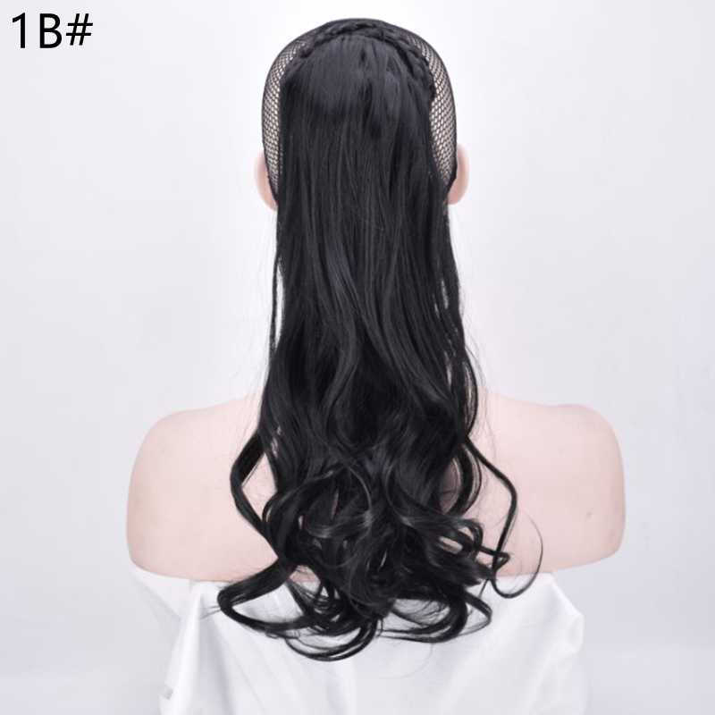 Glæde & skønhed syntetisk hår langt bølget hår chignon fiber med høj temperatur 130g 22 "klip i hestehalehårforlængelser: #60