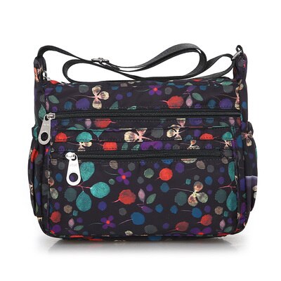 Women Solid Color Zipper Waterproof Nylon Shoulder Bag Floral Crossbody Bag Bolsa feminina: 4