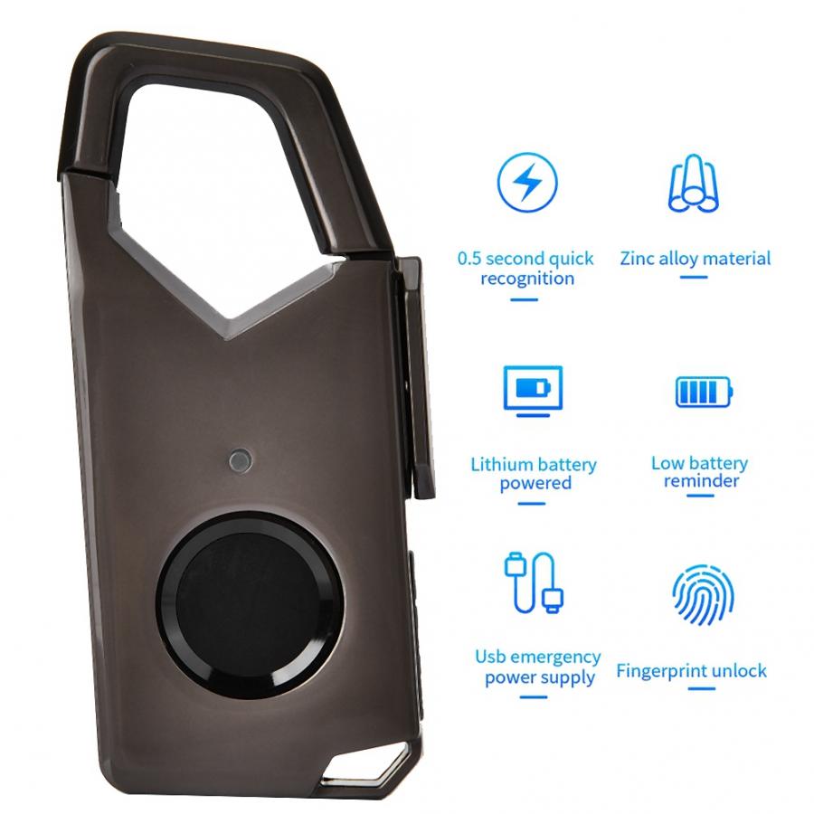 Smart Vingerafdruk Slot Waterdichte Usb Charge Hangslot Voor Gym/Locker/Bagage/Koffer/Kast Op Verkoop
