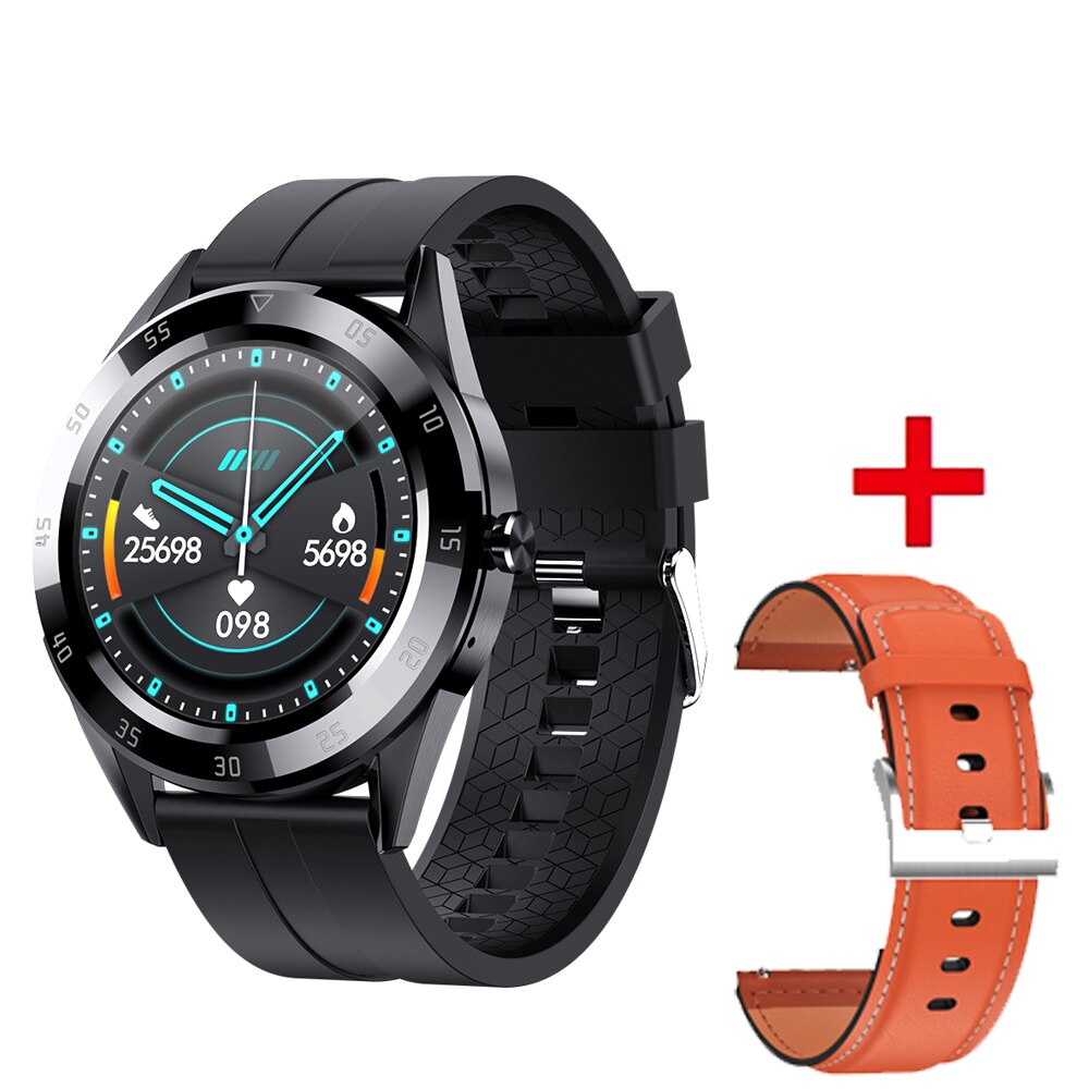 Y10 Smart Watch Bracelet Bluetooth Call Heart Rate Blood Pressure Blood Oxygen Monitoring Sports Fitness Watch Smart Bracelet: BK Silica BW lether