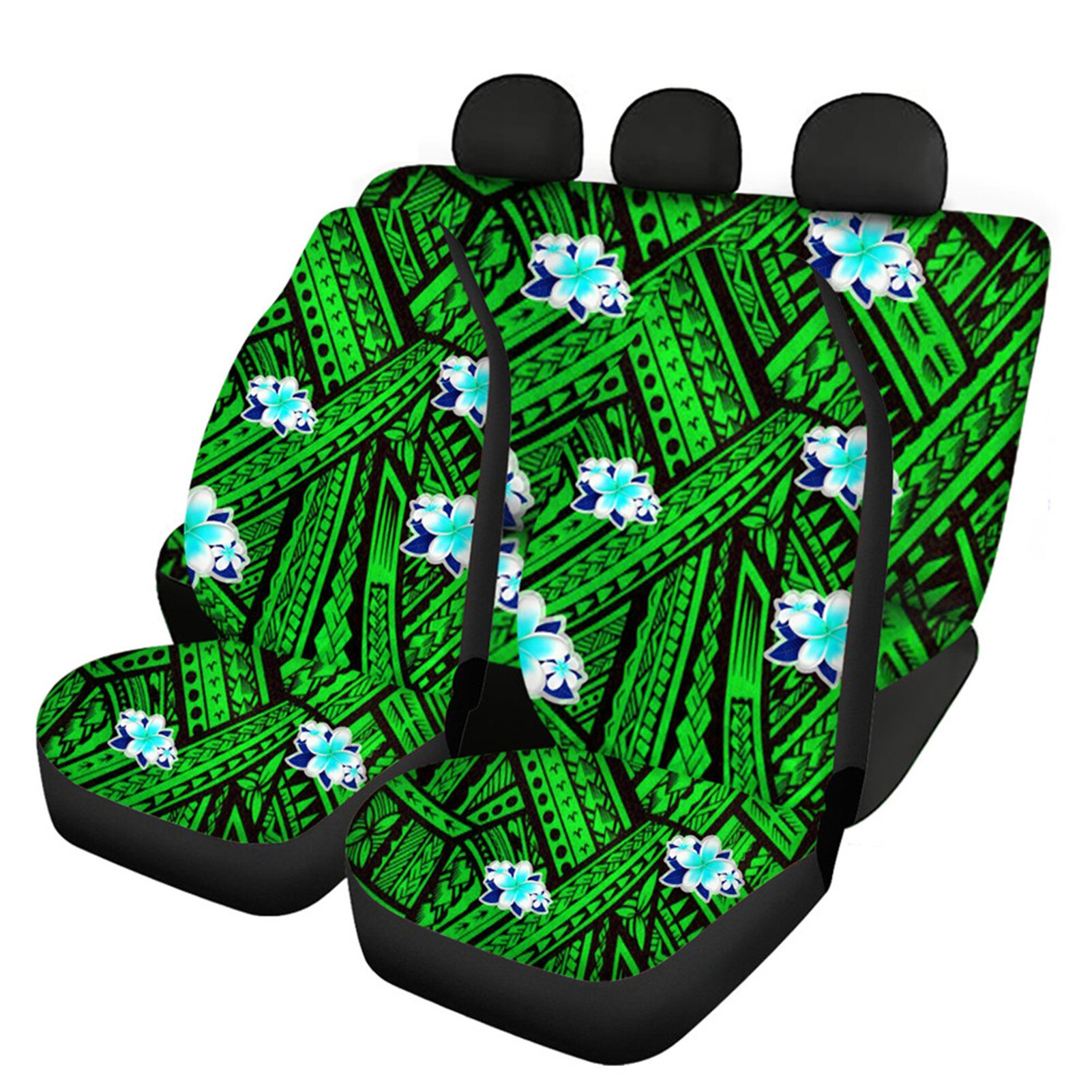 INSTANTARTS-Fundas de asiento de coche con estampado Floral, Hawaiano, Polinesia, Plumeria hibisco, juego completo de 4 fundas lavables: HTAC162F9