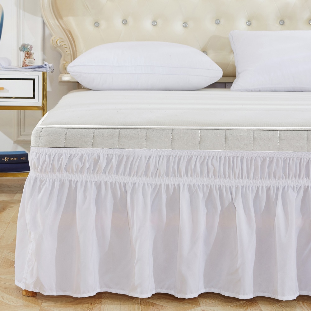 Wrap around bed nederdele moderigtigt elastisk støv flæse silkeblød rynkefri klassisk stilfuldt look i dit soveværelse