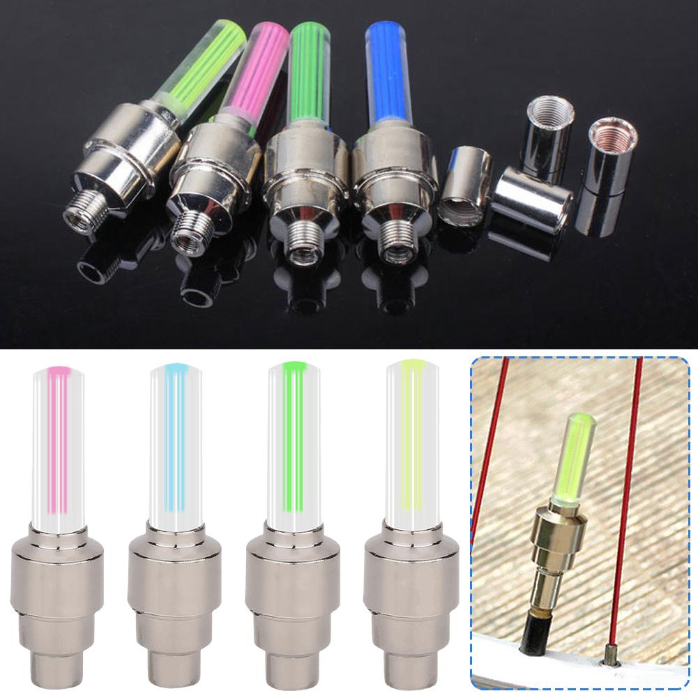 2 pièces néon vélo rayons lumières vélo lumière LED pneu Valve bouchon lampe de poche roue rayon léger voiture moto accessoires