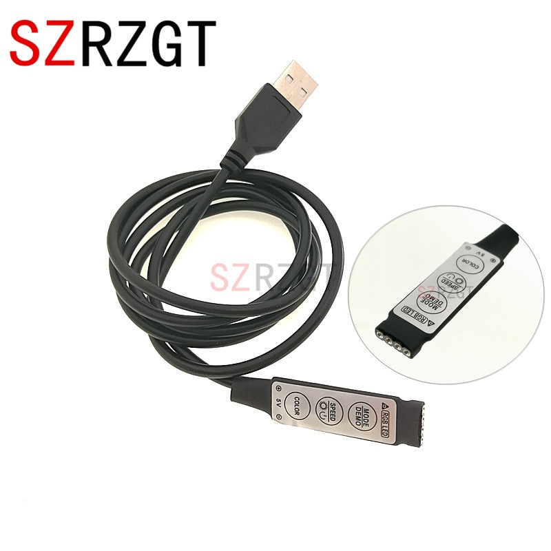 LED Controller 5 V DC Mini 3 Sleutels met 1 M USB Kabel voor 5 V RGB LED Strip Licht 4 PIN LED Controller USB
