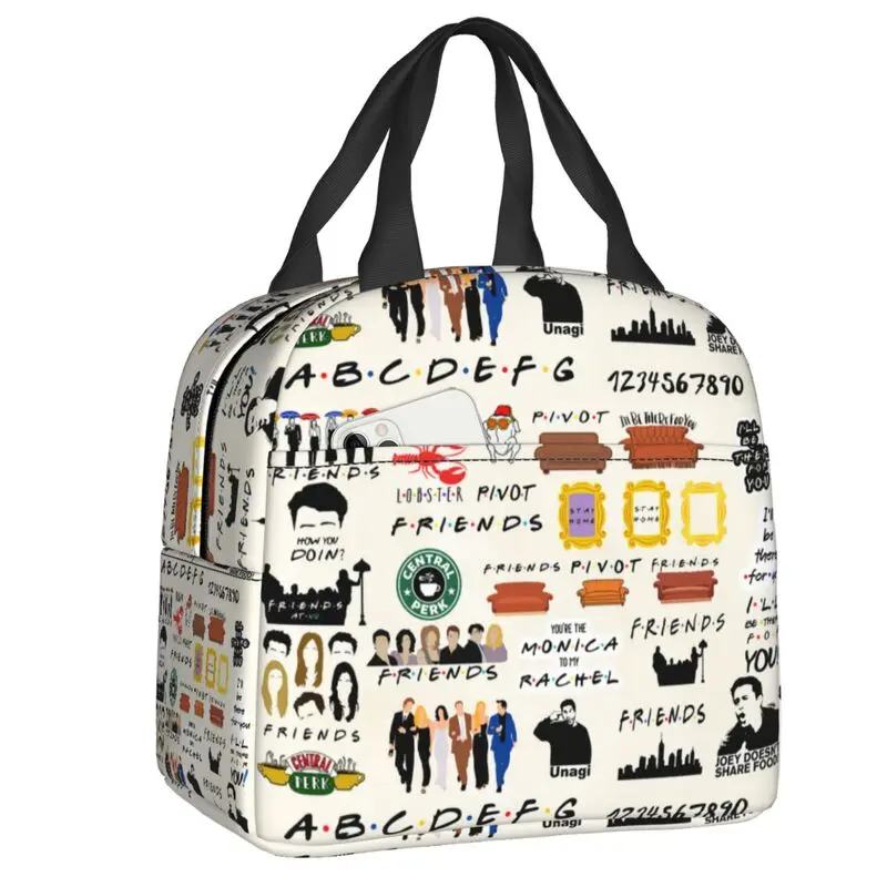 Friends TV Show Insulated Lunch Bag for Camping Travel Resuable Thermal Cooler Lunch Box Women Children Food Container Tote Bags: Ivory