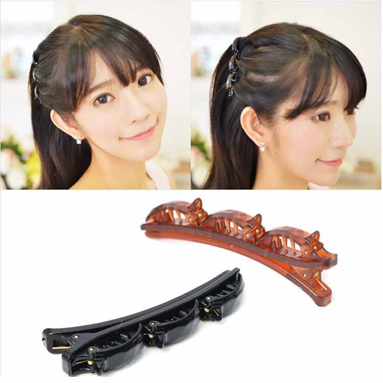 Double Hair Pin Clips Headband With Clip For Women Double Layer Bands Clip Hairbands Plastic Braided Headband
