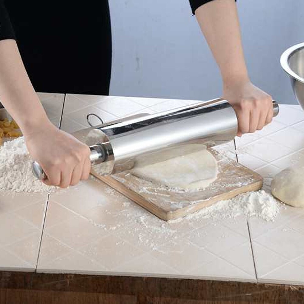 Rvs Deegroller Non-stick Gebak Deeg Roller Bakvormen Pizza Noedels Cookie Pie Maken Bakken Gereedschap Keukengereedschap