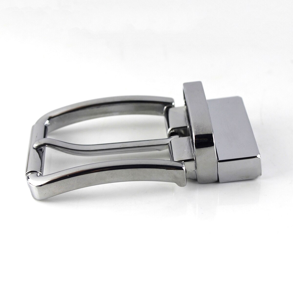 1pcs 35mm Metal Chrome Men Belt Buckle High Clip Buckle Rotatable Bottom Single Pin Half Buckle Leather Craft Belt