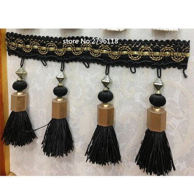 ! 5 Meter/12 Cm Lange Tassel Fringe Voor Gordijnen Lint Kant Accessoire Naaien Latin Jurk Kledingstuk Gordijn Accessoires: black