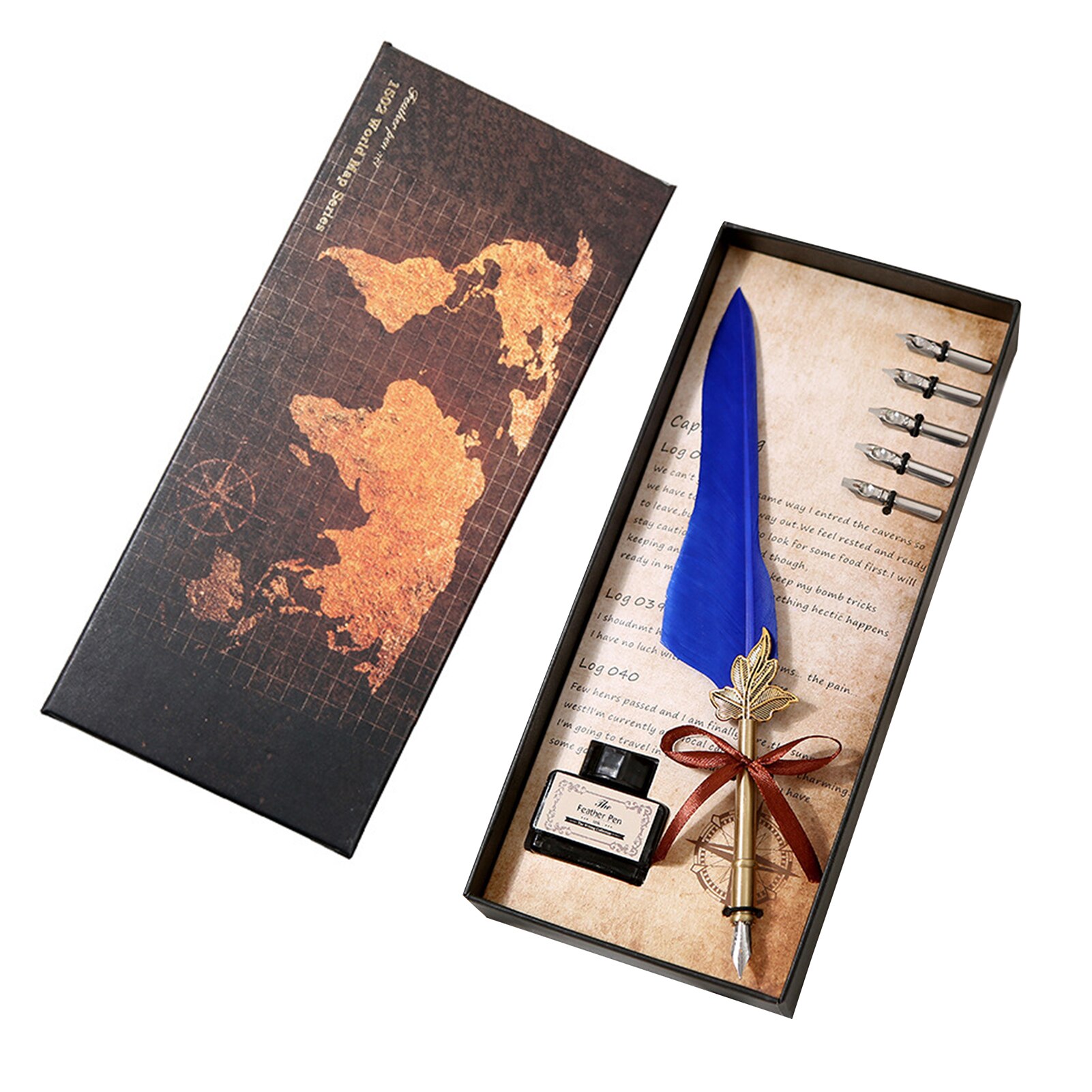 Quill Pen En Inkt Set Veer Fontein Kroontjespen Met Vervanging Penpunten Kalligrafie Schrijven Vintage Handtekening Pen: Color 3