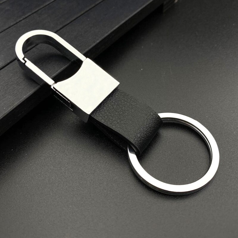 Metal Key Chain Car Round Head Key Leather Buckle Leather Lanyard Leather Pendant Car Key Ring Key Buckle Keychain Keyring