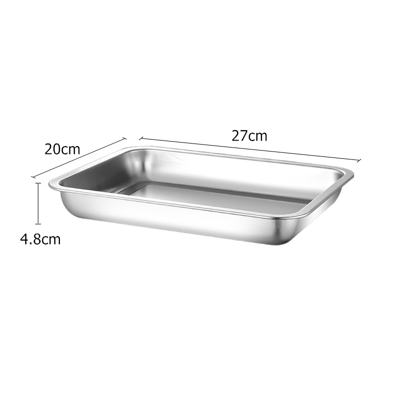 Bandeja de almacenamiento rectangular de acero inoxidable, plato de cena, horno, pastel, bandeja para hornear, pan, recipiente de comida, accesorios de cocina: Transparente