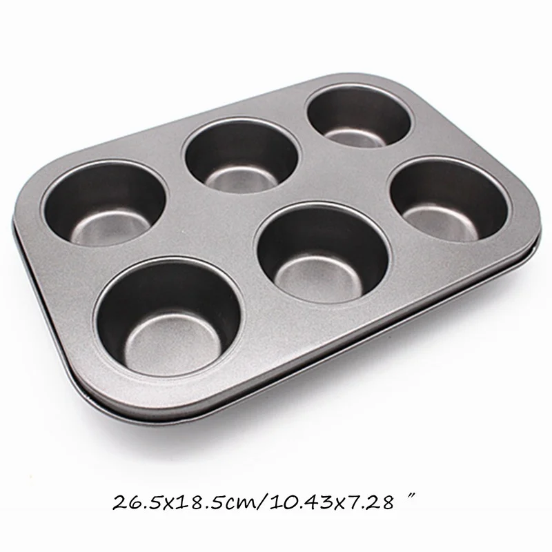 6 koppar fyrkantig muffinsplåt muffinsplåt muffinsplåt muffinsplåt kolstål bakplåt non-stick bakform muffinsform