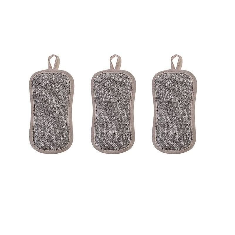 Chiffons de nettoyage de cuisine en microfibre, Double face, épais, éponge à récurer, outils de cuisine, Gadgets: 3pcs gray