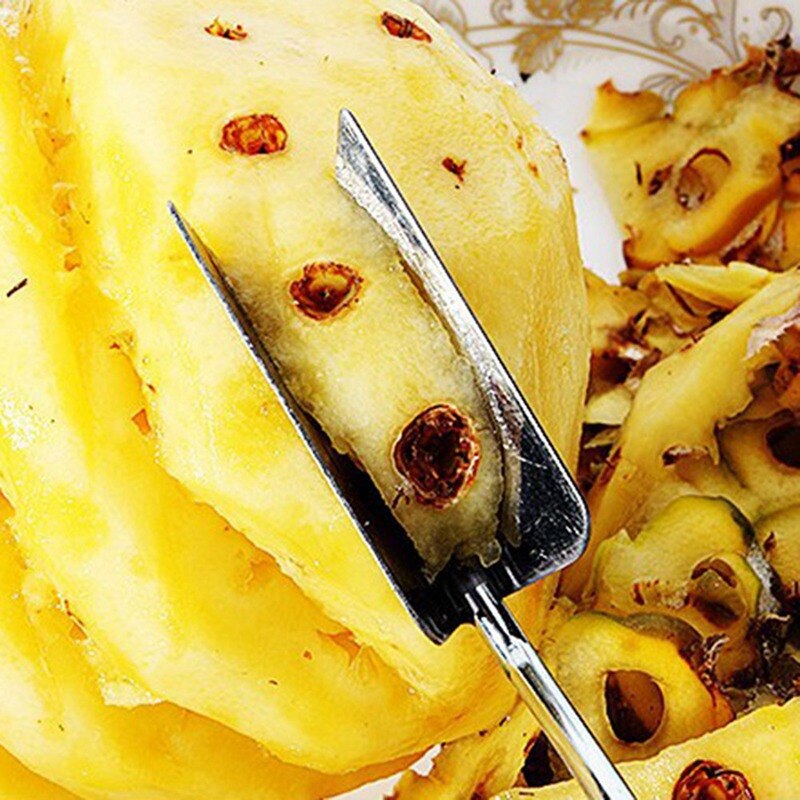 1Pc Ananas Slicer Ananas Cut Roestvrij Staal Ananas Eye Dunschiller Ananas Zaad Remover Mes Fruit Gereedschap