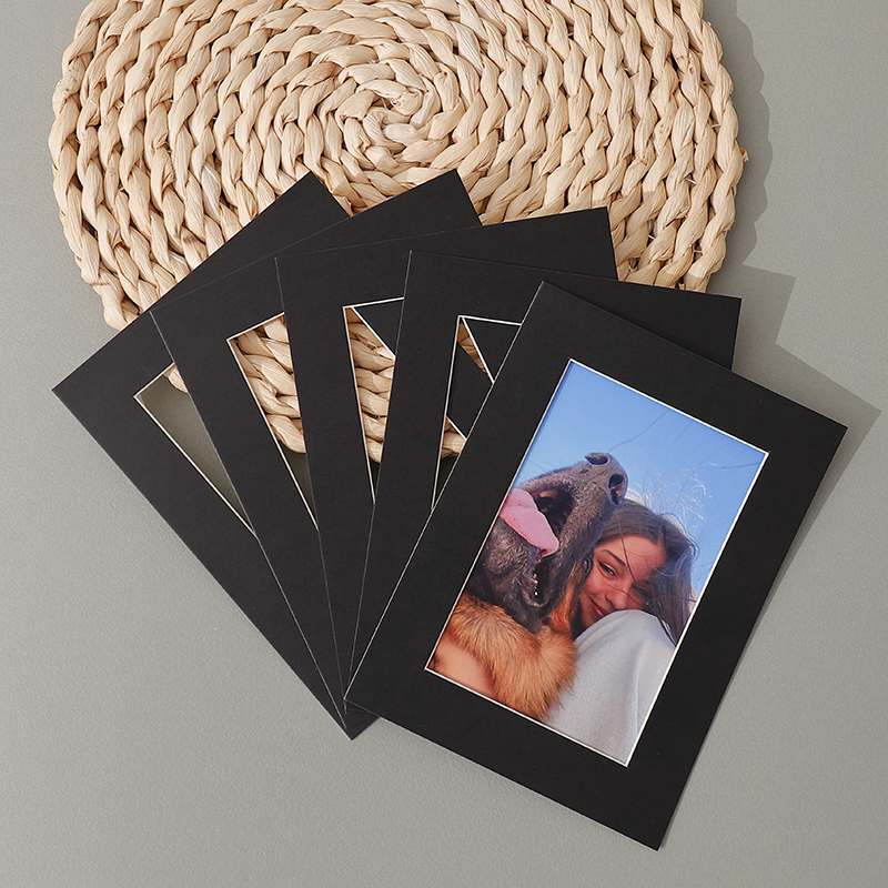 20 stuks kleurrijke kartonnen fotolijstjes, retro papieren fotolijstjes voor foto's van 6 inch, eenvoudige kleine fotolijstjes voor aan de muur.: Zwart