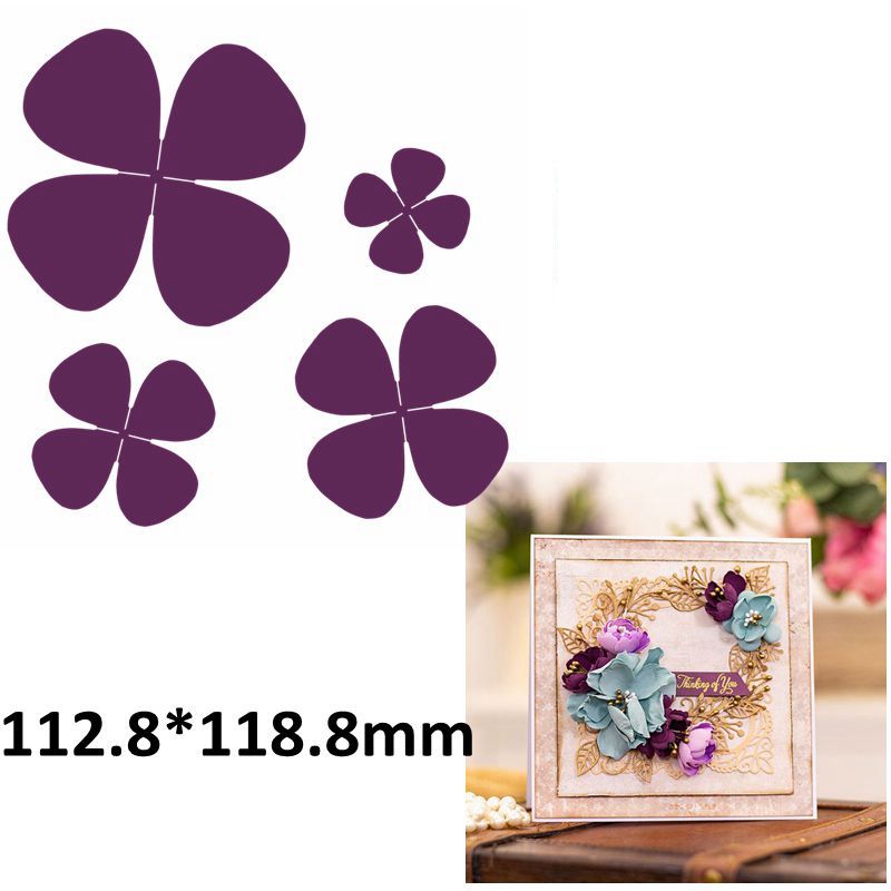 Metal Cutting Dies Four Leaf Clover Posies Shape For DIY Scrapbooking Album Card Making Stencil Embossing Dies: H4368