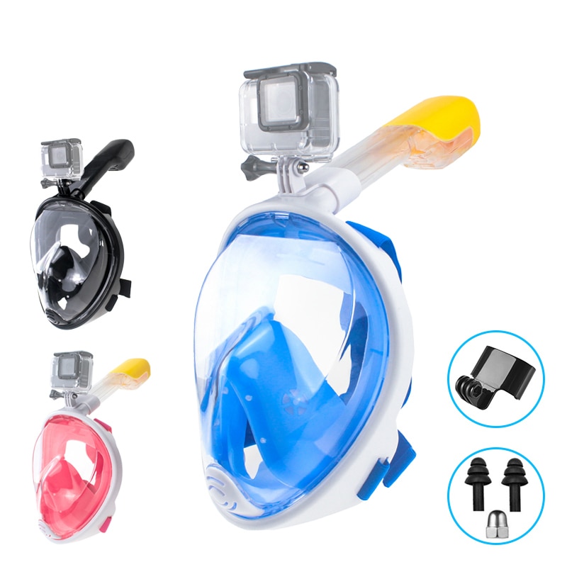 Piatto di Nuoto Snorkel Diving Mask 180 Vista Panoramica Respirazione Libera Pieno Viso Maschera Per Lo Snorkeling Anti-nebbia Anti-perdita adulti e Bambini