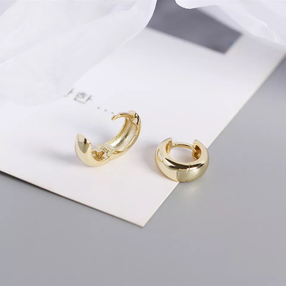 Orecchino in argento Sterling 925 moda semplice lucido rotondo orecchino largo fibbia orecchio personalità geometria donna ragazza ragazzo gioielli orecchio: 1 pair gold 7.8mm