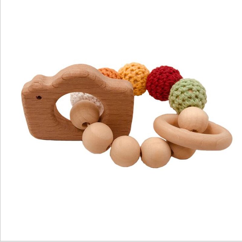 DIY baby beuken dier armband speelgoed log natuurlijke niet giftig kralen gehaakte wol kraal armband