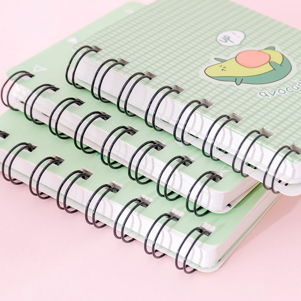 Cartoon Mini Flipable Draagbare Spoel Notebook Leuke Avocado Losbladige Notepad Dagboek Schoolbenodigdheden Briefpapier Kids