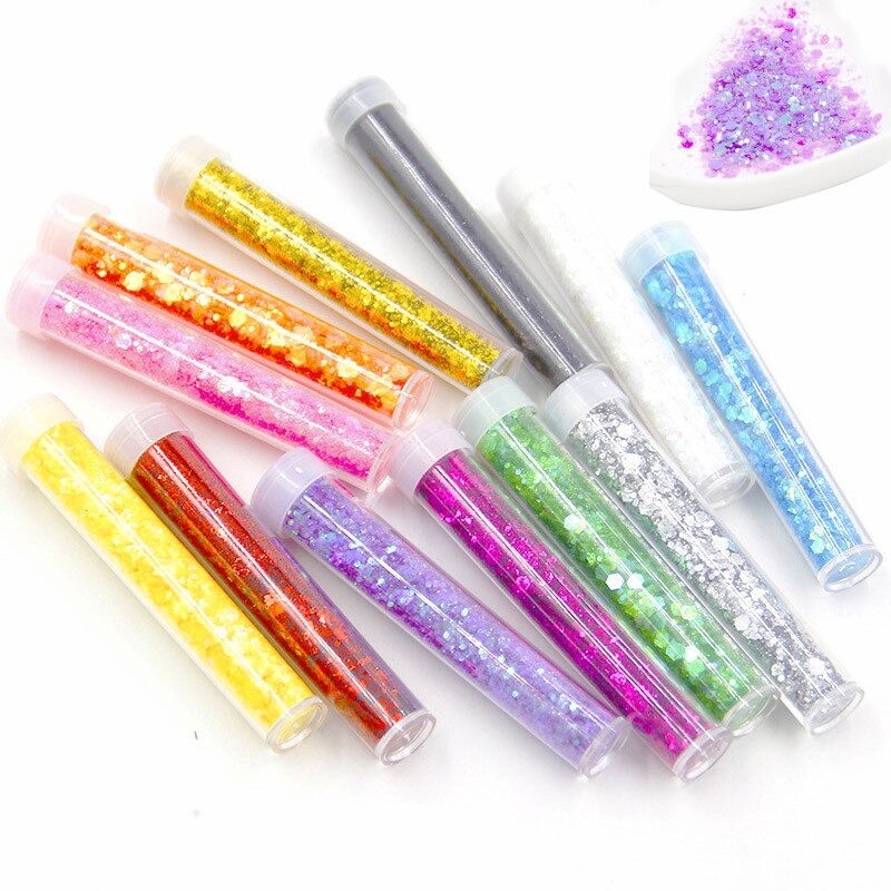 12 Color 3.5g Sequin Glitter Filler Clear Fluffy Supplies Slime Charm Lizun Modeling Clay DIY Kits Accessories Toy for children